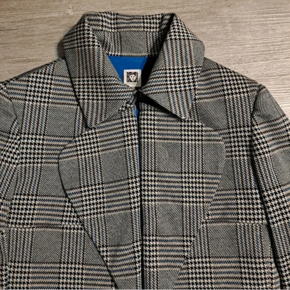 Anne Klein Open Front Houndstooth Blazer Jacket, Sz 14 - Picture 5 of 11